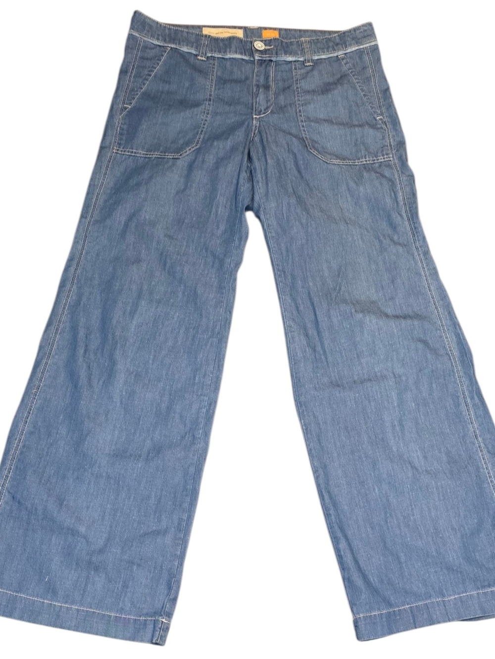 Pilcro and the Letterpress No.10 Wide Leg Chambray Jeans Womens 10 Boho